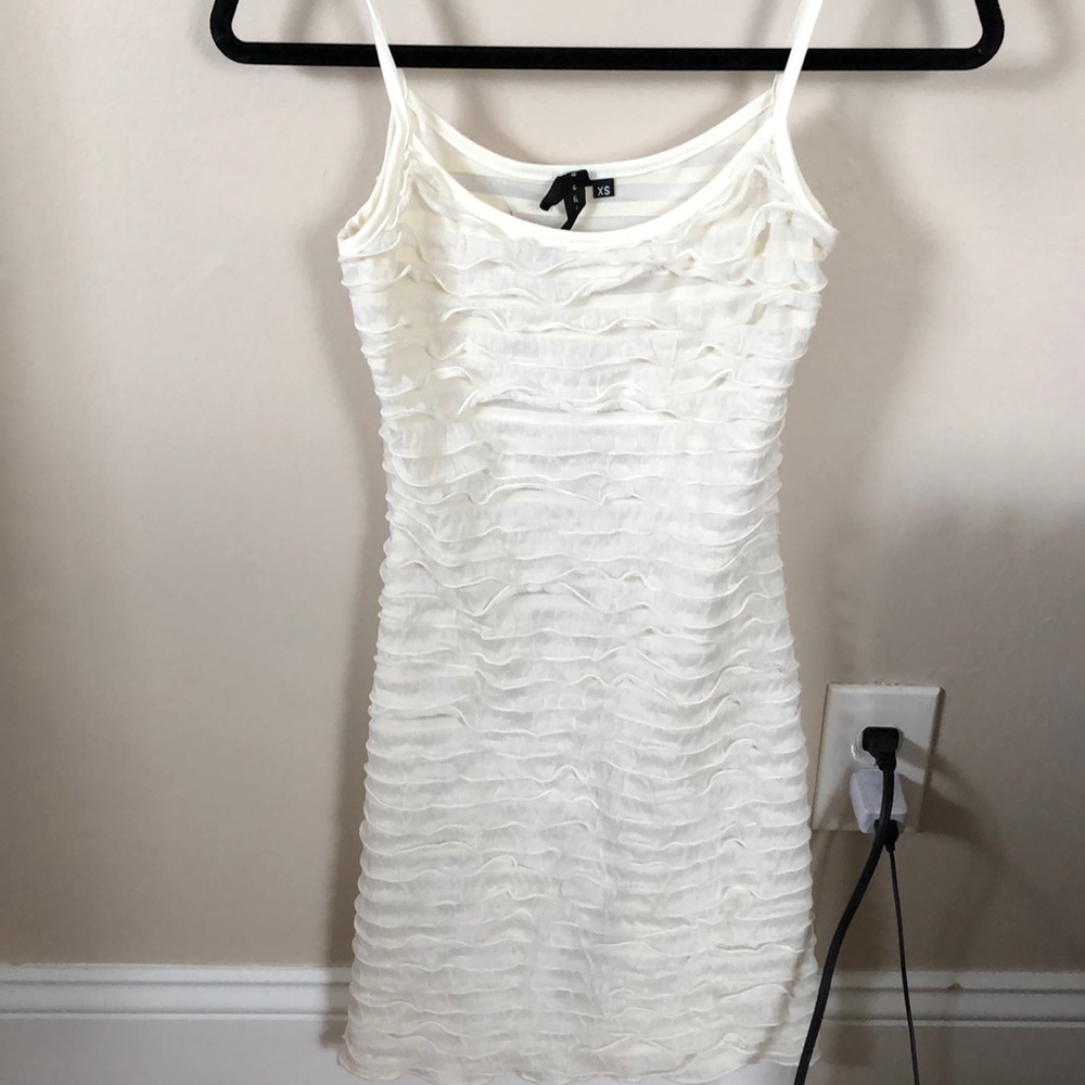 Cream body con ruffle dress